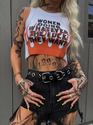 Women Doing Whatever Flame Crop Tank