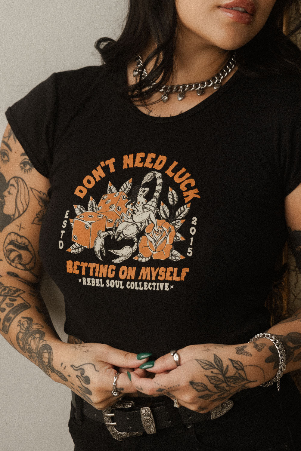 Don&#39;t Need Luck Baby Crop Tee - REBEL SOUL COLLECTIVE